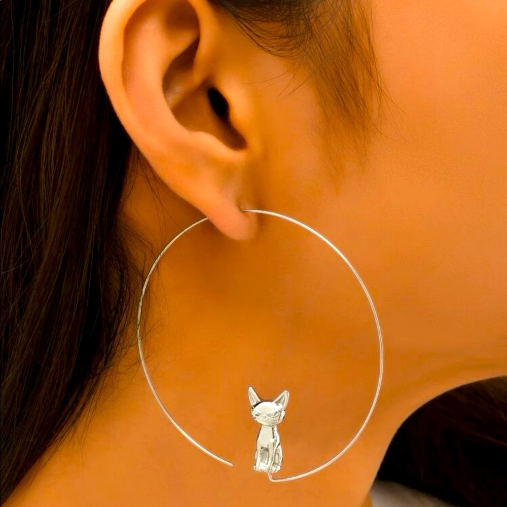Cat Hoop Earrings